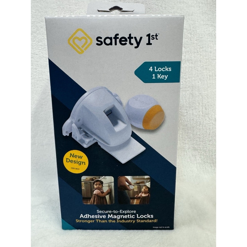 Safety 1st Adhesive Magnetic Lock System for Cabinets Drawers - 4 Locks / 1 Key